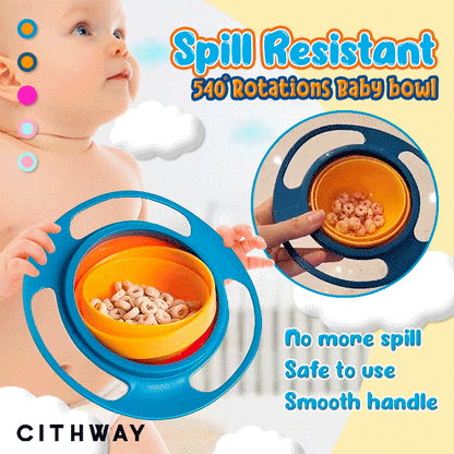 Spill Resistant 540° Rotations Baby Bowl